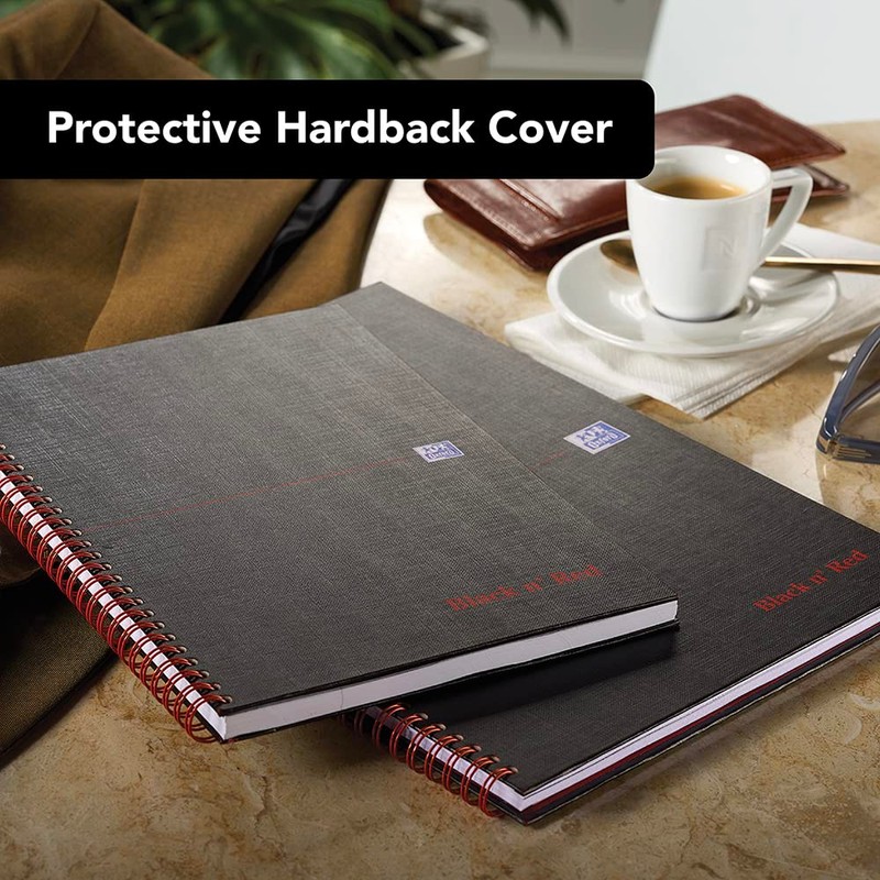 Oxford Black n' Red Ruled Matt Black Wirebound Hardback A4