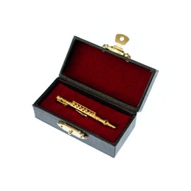 Miniblings Flute Brooch Flutist Music Flute Gold-Plated + Box - Handmade Fashion Jewellery I Lapel Pin Button Pins, 60mm, Metal, Without Stone
