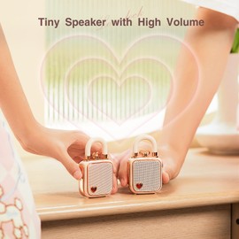 divoom Love-Lock Bluetooth Lautsprecher, Klein Tragbarer Musikbox, Wireless Stereo Pairing Retro Soundbox, Cute Desktop Deko, for Mädchen，Rosa