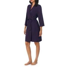 Nautica Womens Soft Robe - Above Knee 3/4 Length Sleeve Lightweight Robe - Cotton Knit Jersey Sleepwear and Loungewear - Eggplant - 3X