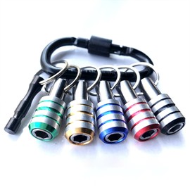 DEVENTORZ 5+1 Set 1/4 Hex Shank Impact Drill Bit Key Chain Quick Change Connect Holder Drill Screw Adapter Bit Holder Carabiner Socket Holder Pull Up Key Chain Type