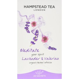 Hampstead Tea Organic Meditate Lavender and Valerian Sachets, Pack of 4, 20-Count