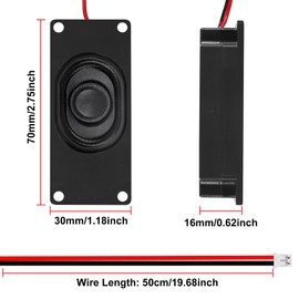 AITIAO 6PCS Speaker 3 Watt 4 Ohm Mini Speaker 4ohm 3w Loundspeaker Micro Speaker with JST-PH2.0 Interface for Small Electronic Projects Advertising Machines LCD TV Monitors