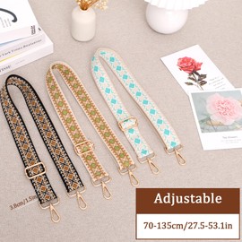 Eummy 3Pcs Messenger Bag Shoulder Strap Adjustable Length Crossbody Bag Belt Fashion Pure Cotton Handbag Wide Shoulder Strap Replacement with 360° Rotating Metal Buckle for Messenger Bags(B)