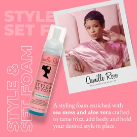 Camille Rose Camille Rose Mint Condition Style and Set Foam, with Aloe Vera and Sea Moss, for Extra Hold, Frizz Free Shine, and All Hair Types, 8 fl oz