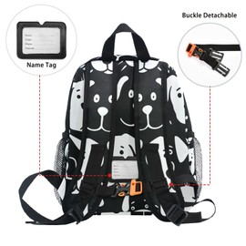Black White Dog Animals Toddler Backpack for Boys Kids Backpack Preschool Kindergarten Bookbag Girls Rucksack School Bag 12 Inch