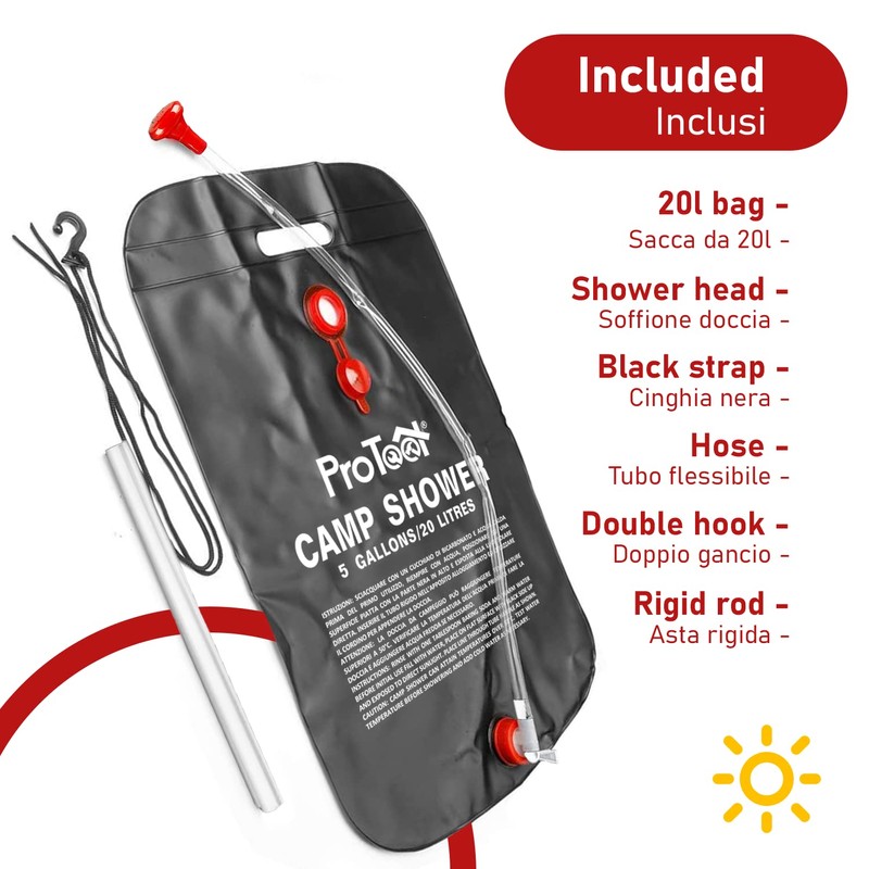 ProTool 20L Solar Camping Shower Bag – Portable Outdoor Shower