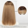 ELLORS Ombre Light Brown 16inch Human Hair Wigs for Women
