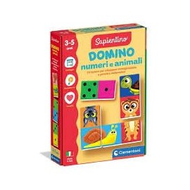 Clementoni Sapientino 16841 Domino Numbers and Animals Educational Game Montessorian Method for Children 3-5 Years to Recognise and Count Animals, Made in Italy, Italian Language