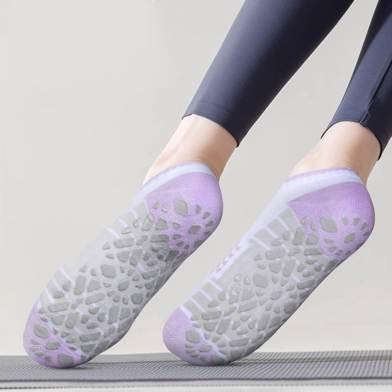 YUEDGE Pilates Socks for Women Size 6-9, Breathable White Cotton
