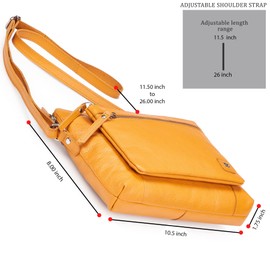 Wise Owl Accessories Small Soft Pebbled Real Leather Crossbody Handbags Purses Sling Crossover Shoulder Bag (Mustard Nappa)