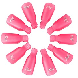Qufiiry Nail Clips, 10 Pieces Nail Polish Remover Clips, Nail Clips, Nail Art Gel Cap Soak Off Clip, Acrylic Nail Art Soak Off Clip Cap for Toenails & Fingers, UV Gel Polish Removal (Pink)