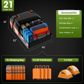 APTY 21 Cubic Feet Car Rooftop Cargo Bag Carrier, Soft Roof Top Luggage Bag for All Vechicles with/Without Rack - with Waterproof Zip, Anti-Slip Mat, Luggage Lock, Storage Bag, Door Hooks