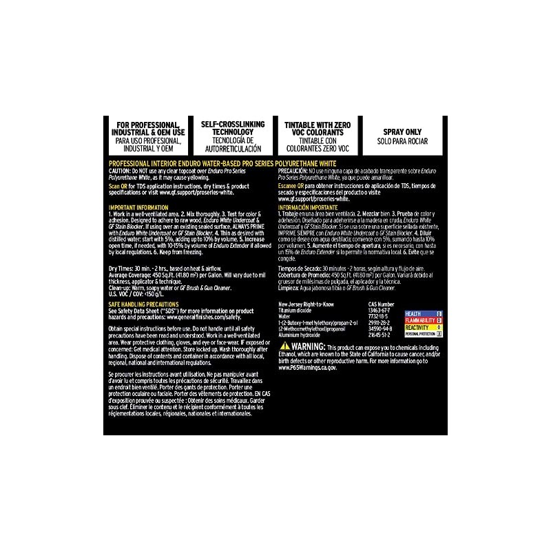 General Finishes Enduro Pro Series White Polyurethane, 1 Gallon, Semi-Gloss