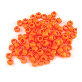 6 x 9mm,Pony Beads Opaque Multicolor Mix Plastic Acrylic Bulk Craft Pony Beads,300PCs (Orange)