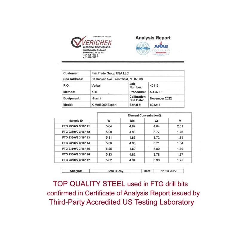 FTG USA Tapered Countersink Drill Bit Set 6 Pc #10