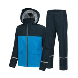 Dekomere Kids Rain Suit Boys Girls Rain Jacket with Flap Pocket and Waterproof Pants