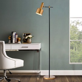 Warehouse of Tiffany FM174/1 Strick & Bolton Sammy Matte Black/Gold Metal Floor Lamp