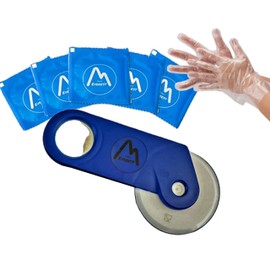 Mount Everest Pizza Cutter Set: Includes 1 Pizza Cutter Wheel With Bottle Opener (2-In-1 Combo), And 5 Pairs Of Food-Grade Gloves In Separate Pouches (Blue)