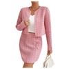 Floerns Women's 2 Piece Outfits Plaid Tweed Blazer Long Sleeve