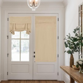 FUANGUI Blackout Door Curtains, Privacy French Door Curtains Window 26 X 69 Inch Front Door Curtain Darkening Curtains, Thermal Insulated Door Window Shades for Kitchen Bedroom Glass Door, Khaki 05