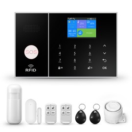PGST Wireless Home Alarm, Wireless Alarm System, WIFI + GSM for Home and Apartment, with Door/Window Contact, Motion Detector, Works with Alexa and Google for Home