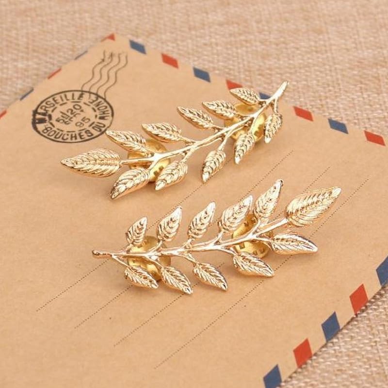 coadipress Gentlemen Gold Silver Leaf Brooches Simple Elegant Retro Double