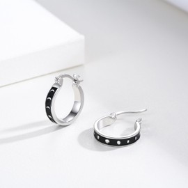 Moon Phase Earrings 925 Sterling Silver Moon Hoop Earrings Crescent Moon Jewellery Gifts for Women Girls Teenagers, Silver