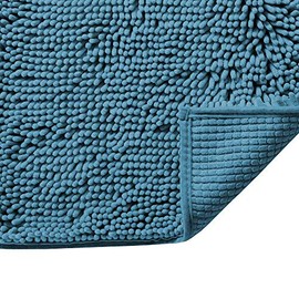 Ultra Soft Texture Chenille Plush Bath Rugs Floor Mats, Hand Tufted Bath Rug Non Slip Microfiber Door Mat for Kitchen/Entryway/Living Room, 24 by 17 inches, Dark Teal