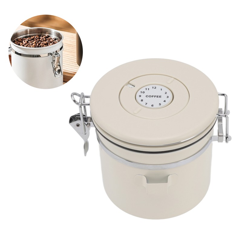 Airtight Coffee Canister 304 Stainless Steel Valve with Scoop for