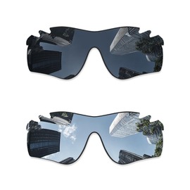 Combine8 2 Pieces Ploarized Replacement Lenses for Oakley RadarLock Path Vented/RadarLock Path Vented Asian Fit (AF) OO9206 Sunglasses - Black + Silver Titanium