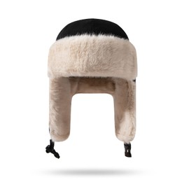 Croogo Winter Trapper Hat Soft Warm Faux Fur Aviator Hat Russian Trooper Hunting Ski Hat with Ear Flaps Unisex.Black-PL19