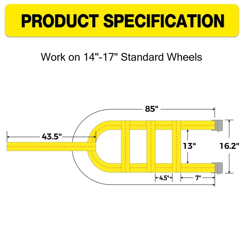 2Pc Tow Dolly Basket Straps with Flat Hook for 14"-17"