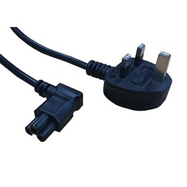 electrosmart 2m Black C5 Clover Cloverleaf 90 Degree Angled Mains Cable Lead to UK Plug