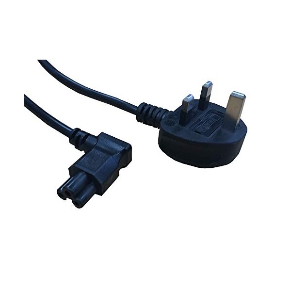 electrosmart 2m Black C5 Clover Cloverleaf 90 Degree Angled Mains