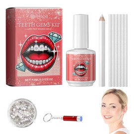 Tooth Gem Kit, DIY Tooth Gems 100 Pcs Tooth Gems for Teeth Decor Fashionable Removable Tooth Ornaments Teeth Gems with GIue Multi-Color Diamond Teeth Jewellery Crystal for Tooth Decor