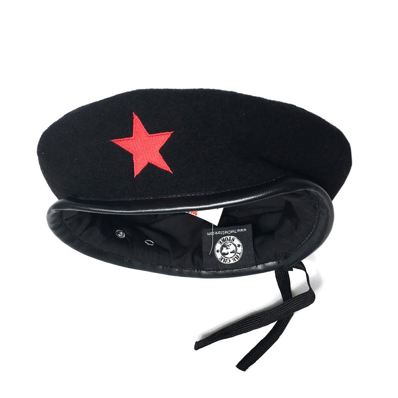 Che Guevara Store Black Military Beret with Red Star -