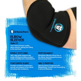 Urban Lifters Elbow Sleeves for Weightlifting (Pair). Elbow Compression Sleeve for weightlifting. Weightlifting Elbow Brace providing Support, compression & injury prevention.For Men & Women (S)