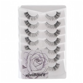 viiviiRose'e Partial Dense Eyelashes, Black Superfine Cotton Band, Soft Full C/D Curl Lahes, 7 Pairs,White (S75)