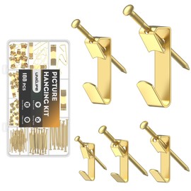 Uniclife 188 Pcs Picture Hanging Kit, 4.5 kg, 9 kg, 13.6 kg, 22.68 kg, 45.4 kg Heavy Duty Picture Hangers for Drywall & Wood, Picture Hanging Hooks, Frame Hooks for Hanging Photos Mirrors Paintings