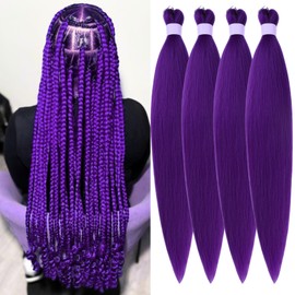 Purple Braiding Hair Pre Stretched ez Braid Hypoallergenic Prestretched Braiding Hair Synthetic Braids