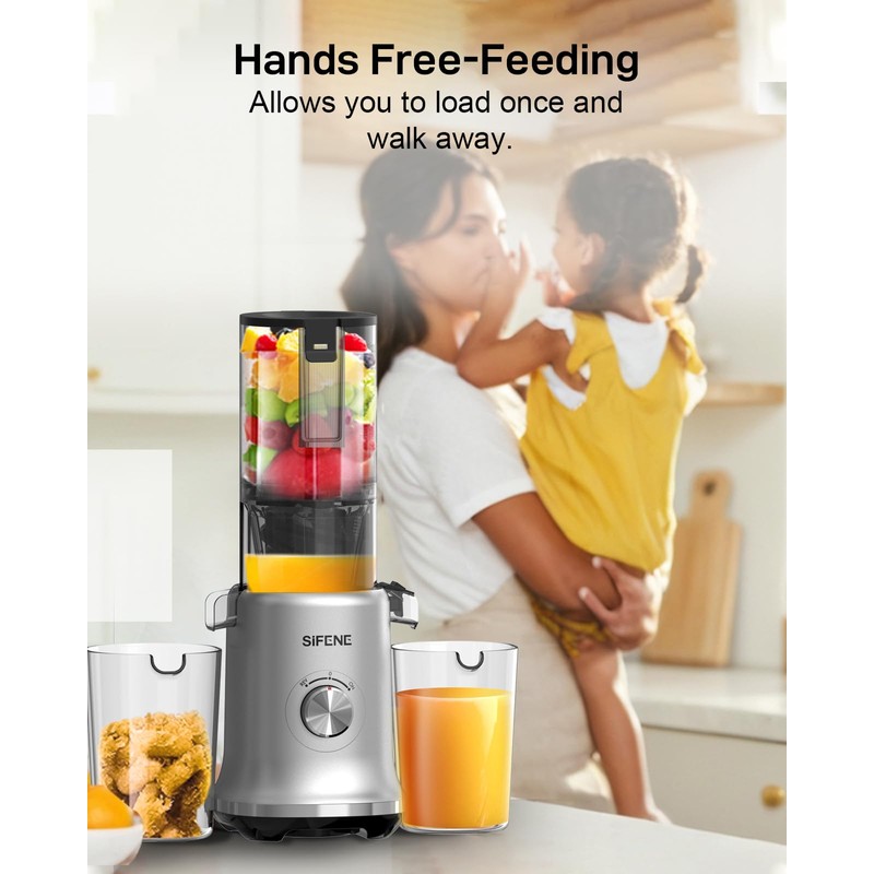SiFENE Whole Fruits Cold Press Juicer Machines, 4.3 inch and