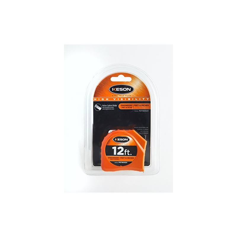 Keson PGT181012V Short Tape Measure with Nylon Coated Steel Blade