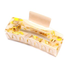 QinGoo Large Yellow Cellulose Acetate Hair Clip Beautiful Hair Clip Women's Headdress Elegant Hair Accessory 1 Piece (10.2 cm x 5.3 cm, Yellow)