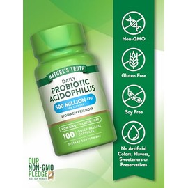 Nature's Truth Probiotics for Men and Women | 500 Million CFU | 100 Capsules | Non-GMO & Gluten Free Supplement