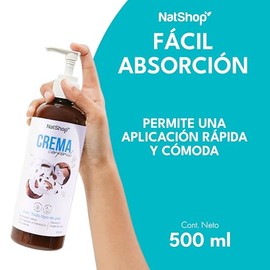 NATSHOP | Crema Corporal de Coco 100% Natural - Skincare Fórmula con Aceite con Vitamina E | Hidratante Facial y Nutrición para Toda la Familia | Skin