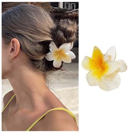 Cimenexe Bohemian Flower Hair Claw Clip Enamel Flower Claw Hair Clip Flower Petal Hair Clip Barrettes Large Petal Hair Claw Clips Floral Hair Jaw Clamp Decorative Hair Accessories for Women(Yellow)