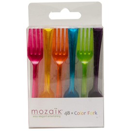 Arm Company Mozaik MZMMTFMX48 Colorful Mini Forks, Green/Blue/Orange/Yellow/Pink/Purple, 3.9 inches (10 cm), Break-resistant Forks, 48 Pieces