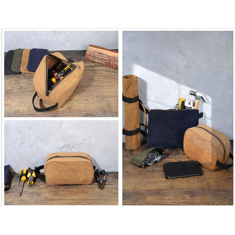 Heavy Duty 16 OZ Waxed Canvas Tool Bag, Multi-purpose Tool
