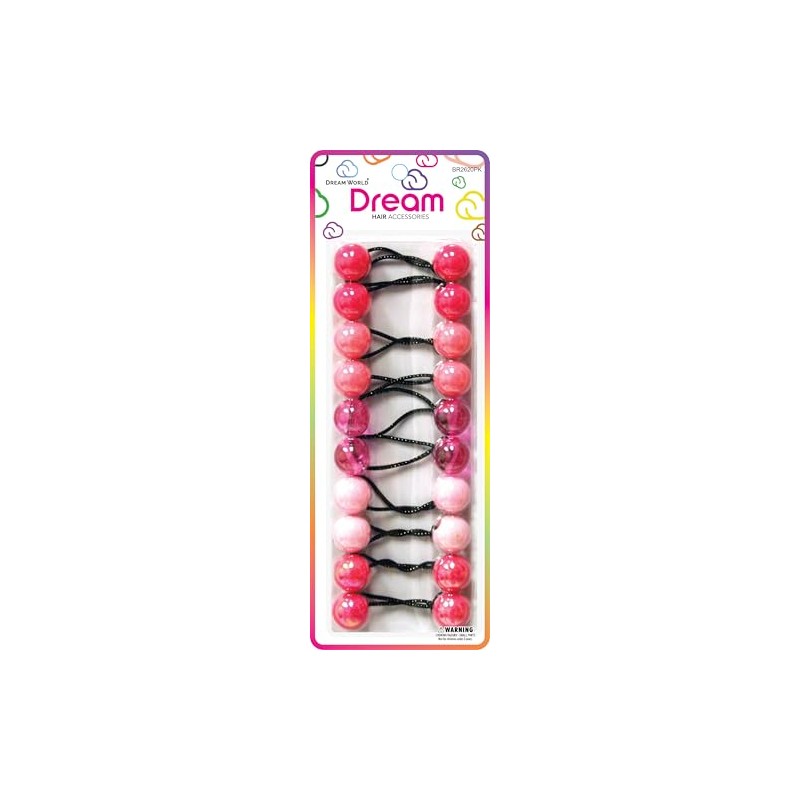 Dream World Ponytail Holder 20 MM Bead Assorted Shades of